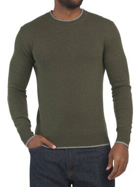 BARTOLINI Merino Wool And Cashmere Blend Crew Neck Sweater With Tipped Trim